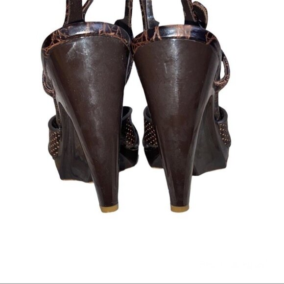 Givenchy Brown Embossed Leather Sandals Size 40 US 10 - Picture 8 of 9